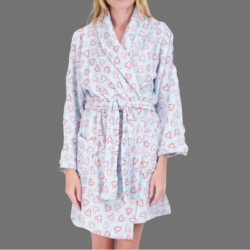 NYC Sky Blue Robe with Red Heart Design